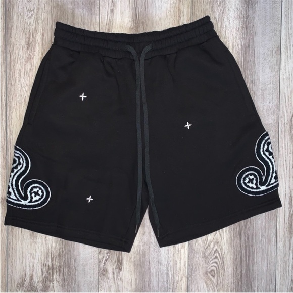 MENS PAISLEY PRINT FLEECE SHORTS - Picture 8 of 9